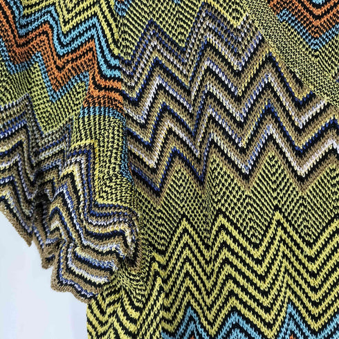 ミッソーニ MISSONI 90s イタリア製 ジオメティック 幾何学 ラメ Uネックニット レディース